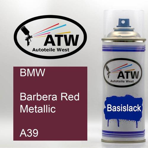 BMW, Barbera Red Metallic, A39: 400ml Sprühdose, von ATW Autoteile West.